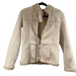 Ciera & Co cream faux shearling type pilots coat size medium women’s